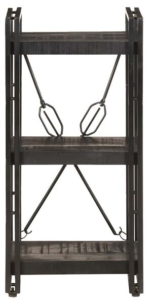 Knihovna se 3 policemi černá 40 x 30 x 80 cm masivní mangovník 320625