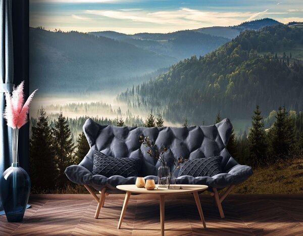 Fototapeta vliesová: Lesní příroda horská krajina - 104x70,5cm
