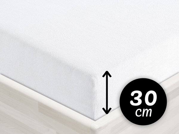 Froté napínací prostěradlo na vysokou matraci FR-031 Bílé 200 x 200 - výška 30 cm