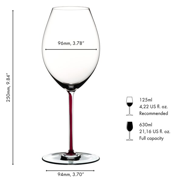Sklenice RIEDEL Fatto a Mano Syrah/Shiraz Dragon Red 630 ml – ručně dokončená červená stopka, 1 ks 4900/41DR