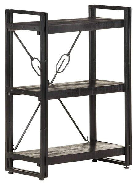 Knihovna se 3 policemi černá 60 x 30 x 80 cm masivní mangovník 320626
