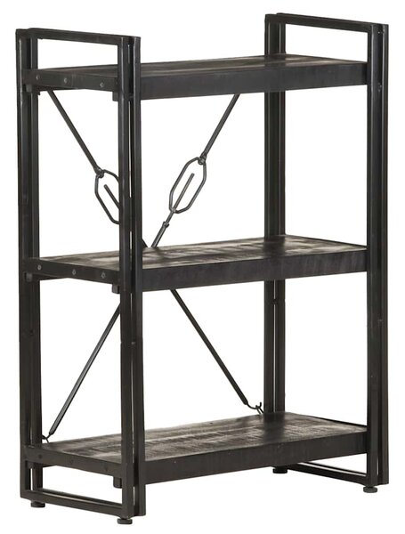 Knihovna se 3 policemi černá 60 x 30 x 80 cm masivní mangovník 320626