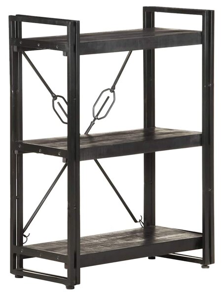Knihovna se 3 policemi černá 60 x 30 x 80 cm masivní mangovník 320626