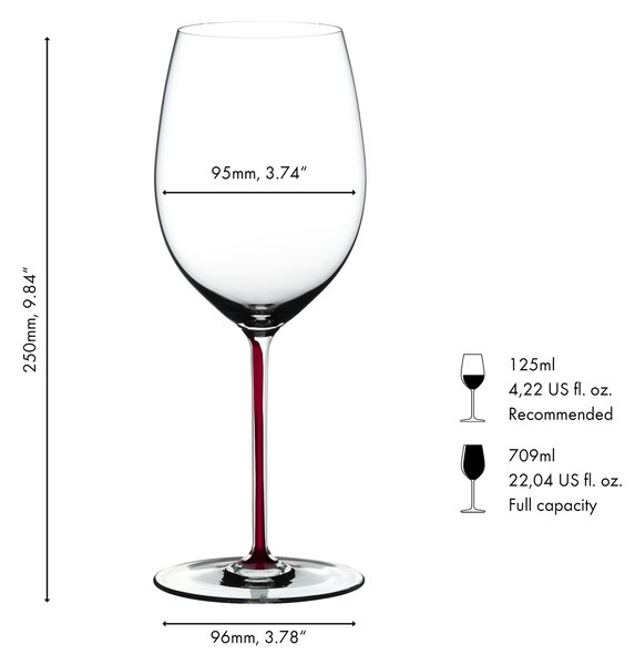Sklenice RIEDEL Fatto a Mano Cabernet/Merlot Dragon Red 709 ml – ručně dokončená červená stopka, 1 ks 4900/0DR