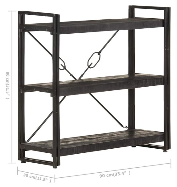 Knihovna se 3 policemi 90 x 30 x 80 cm masivní mangovník 320627