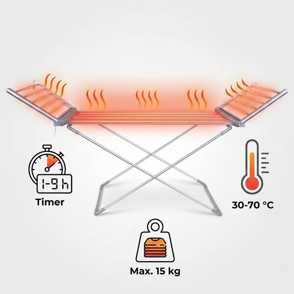 SOLIGHT Elektrický sušák oblečení 230W, časovač