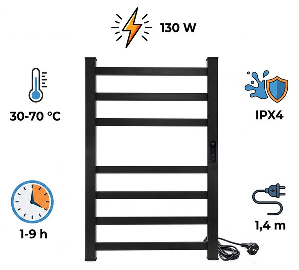 SOLIGHT Elektrický sušák ručníků 130W