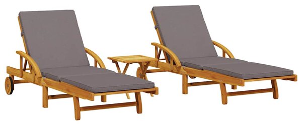 Zahradní lehátka 2 ks se stolkem masivní akáciové dřevo 3206368