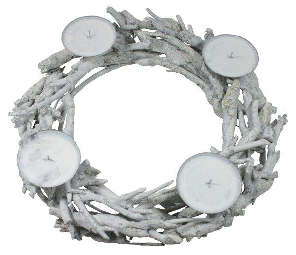 Adventní věnec z přírodních dřívek – bílý, 36 cm 9305146