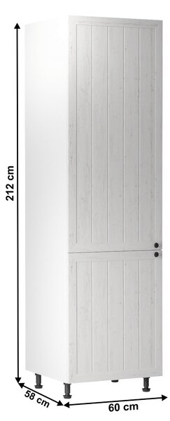 KONDELA Skříňka na vestavěnou lednici D60ZL, levá, bílá / sosna Andersen, PROVANCE