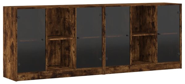 Knihovna s dvířky kouřový dub 204 x 37 x 75 cm kompozitní dřevo 3206535