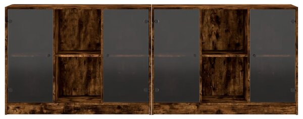 Knihovna s dvířky kouřový dub 204 x 37 x 75 cm kompozitní dřevo 3206535