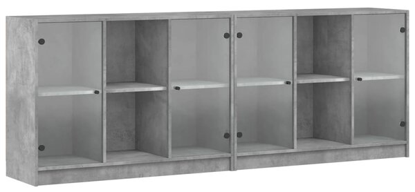 Knihovna s dvířky betonově šedá 204x37x75 cm kompozitní dřevo 3206534