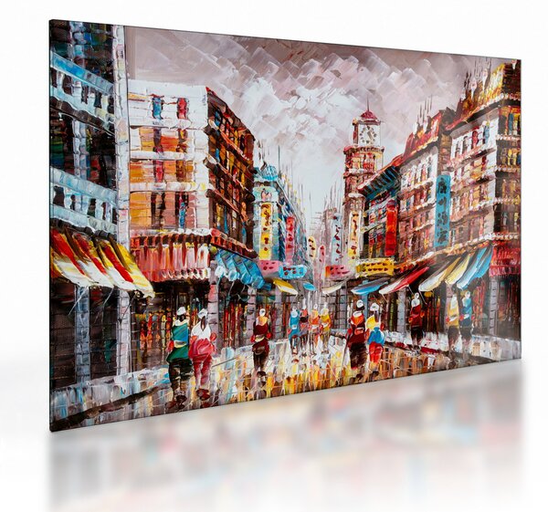 Skleněný obraz - Hong Kong, olejomalba (70x50 cm)