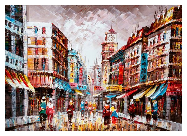 Skleněný obraz - Hong Kong, olejomalba (70x50 cm)