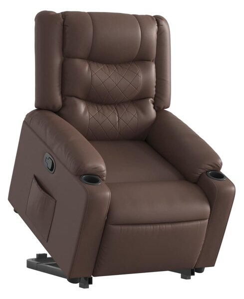 Zvedací polohovací křeslo hnědé umělá kůže 3206553