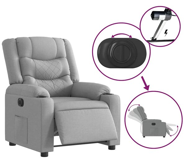 Elektrické polohovací křeslo světle šedé textil 3206567