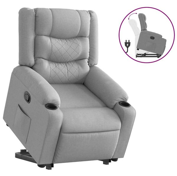 Zvedací polohovací křeslo světle šedé textil 3206573