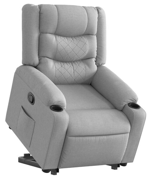 Zvedací polohovací křeslo světle šedé textil 3206573