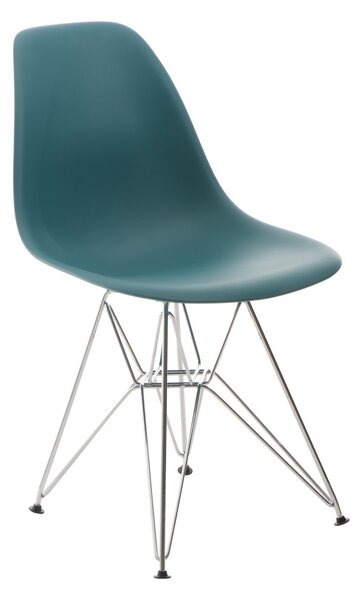 Židle P016 PP navy green, chromované nohy, Sedák bez čalounění, Nohy: chrom, chrom, barva: zelená, bez područek chrom