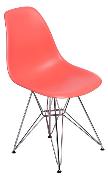 Židle P016 PP dark peach, chromované nohy, Sedák bez čalounění, Nohy: chrom, chrom, barva: růžová, bez područek chrom