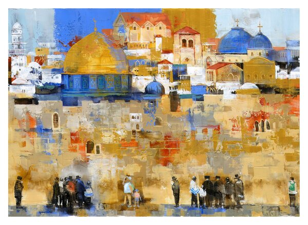 Skleněný obraz - Zeď nářků, Jeruzalém, Izrael (70x50 cm)