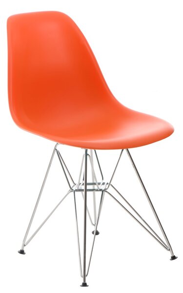 Židle P016 PP oranžová, chromované nohy, Sedák bez čalounění, Nohy: chrom, chrom, barva: oranžová, bez područek chrom