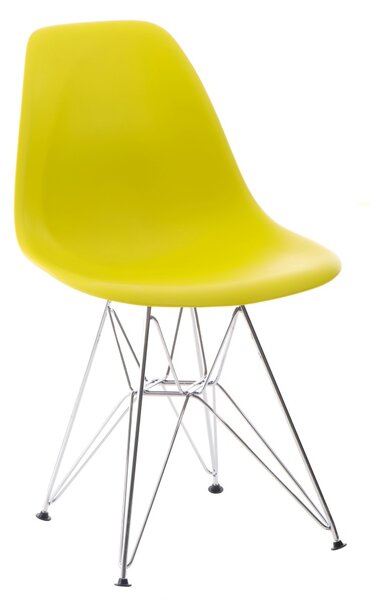 Židle P016 PP dark olive, chromované nohy, Sedák bez čalounění, Nohy: chrom, chrom, barva: olivová, bez područek chrom