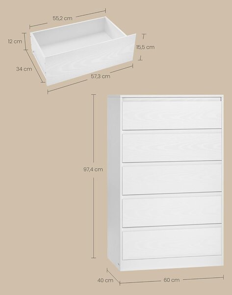 SONGMICS Komoda Vasagle Kailyn 60 cm bílá
