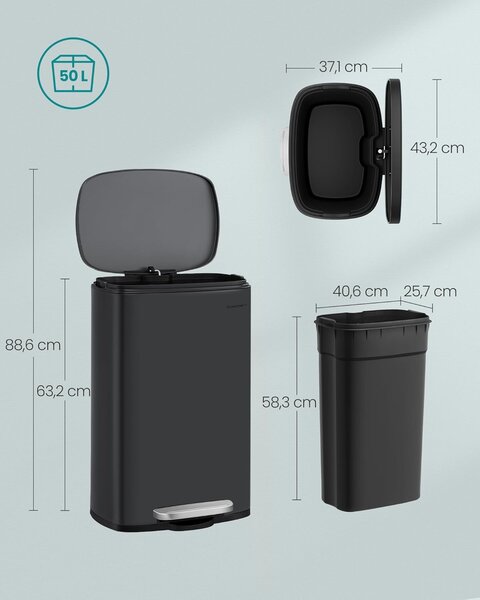SONGMICS Odpadkový koš Doro 50 L černý