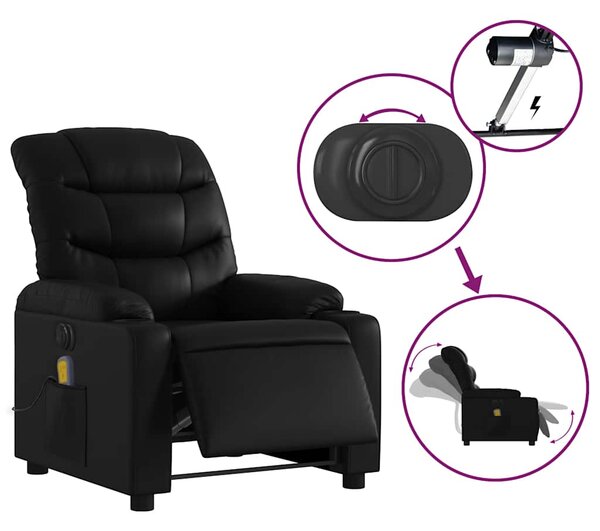 Elektrické masážní polohovací křeslo černé umělá kůže 3206592