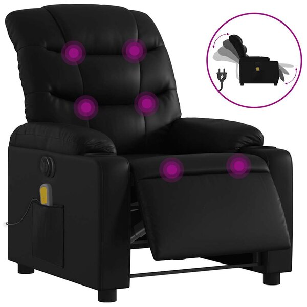 Elektrické masážní polohovací křeslo černé umělá kůže 3206592