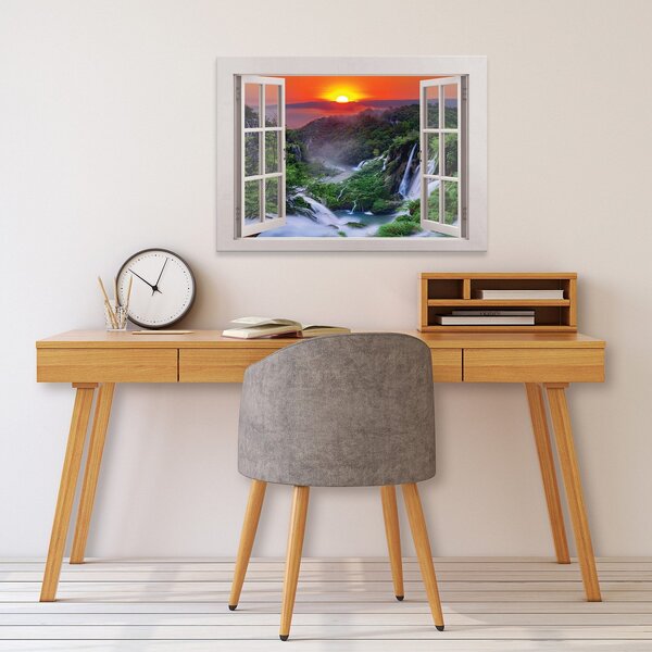 Obraz na plátně: View window landscape mountain - 80x60 cm