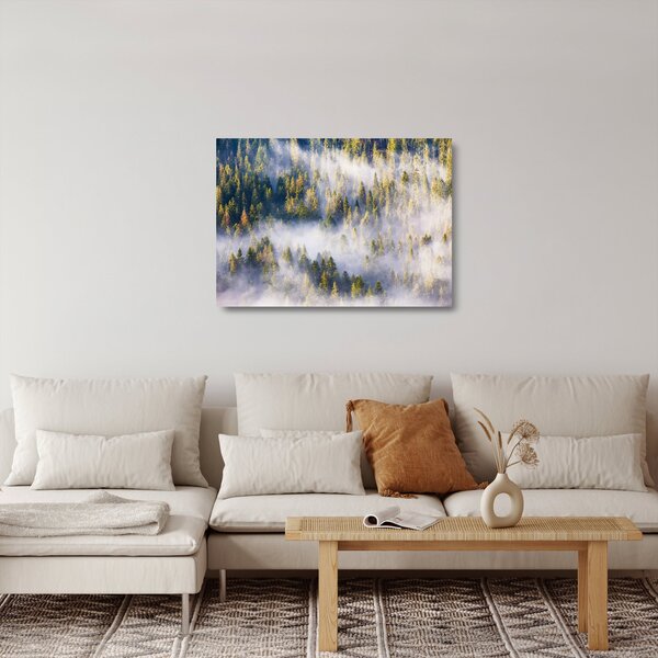 Skleněný obraz stromů v mlze (70x50 cm)