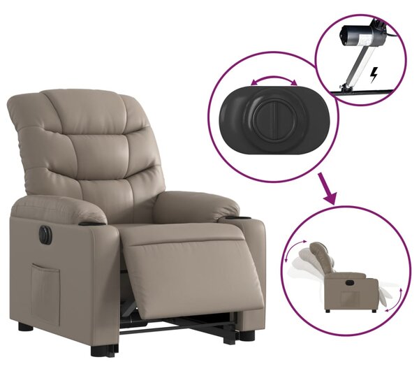 Elektrické zvedací polohovací křeslo cappuccino umělá kůže 3206619