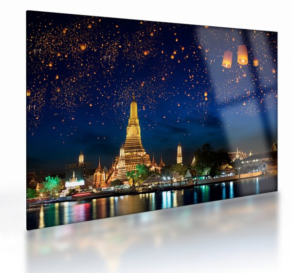 Skleněný obraz - Lampióny štěstí, Bangkok (70x50 cm)