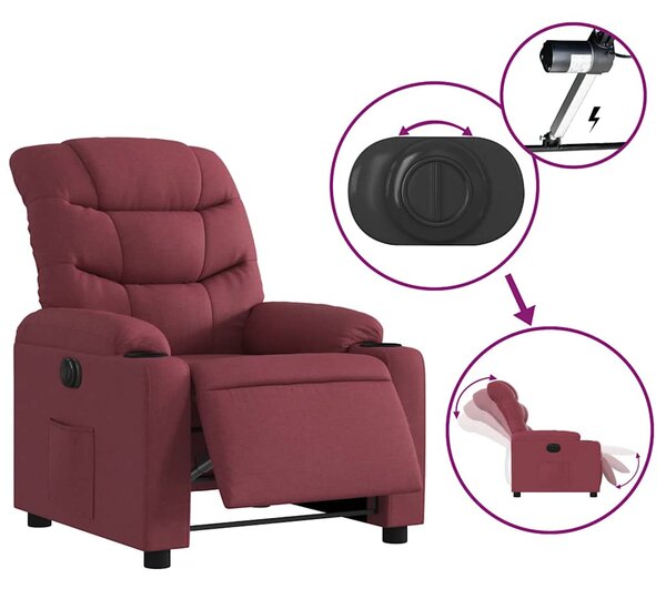 Elektrické polohovací křeslo vínové textil 3206630
