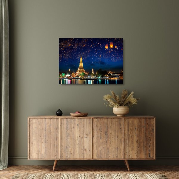 Skleněný obraz - Lampióny štěstí, Bangkok (70x50 cm)