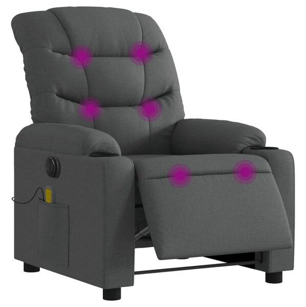Elektrické masážní polohovací křeslo tmavě šedé textil 3206637