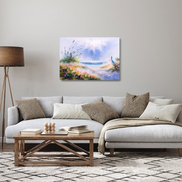 Skleněný obraz - Romantická pláž, olejomalba (70x50 cm)