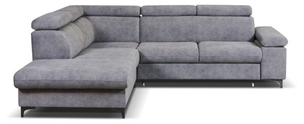Rozkládací rohová sedačka PALAS (259 x 220) cm – rozklad a úložný prostor šedá