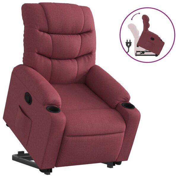Zvedací polohovací křeslo vínové textil 3206648