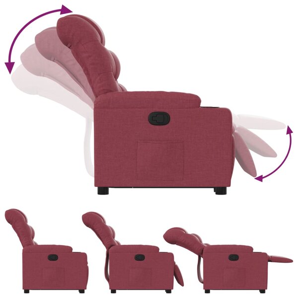 Zvedací polohovací křeslo vínové textil 3206648