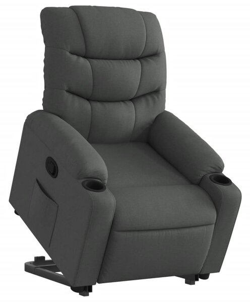 Zvedací polohovací křeslo tmavě šedé textil 3206646