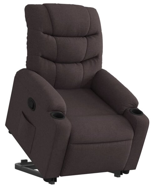 Zvedací polohovací křeslo tmavě hnědé textil 3206650