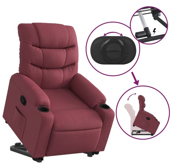 Zvedací polohovací křeslo vínové textil 3206648