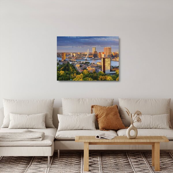 Skleněný obraz - Panorama Rotterdamu, Nizozemsko (70x50 cm)