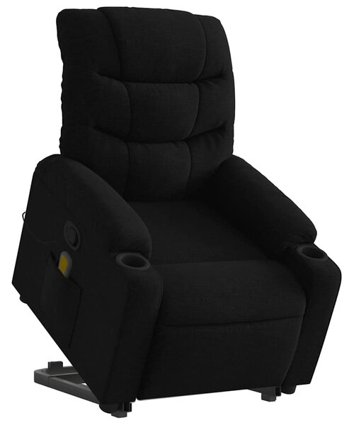 Zvedací masážní polohovací křeslo černé textil 3206656