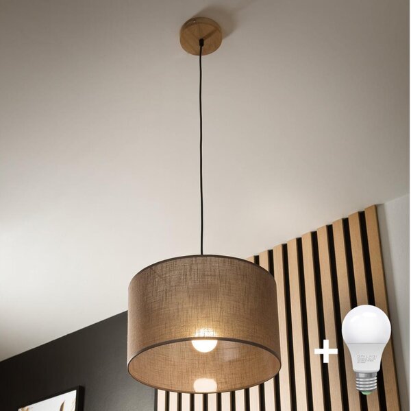 Brilagi - LED Lustr na lanku ANTHONY 1xE27/60W/230V dub/hnědá