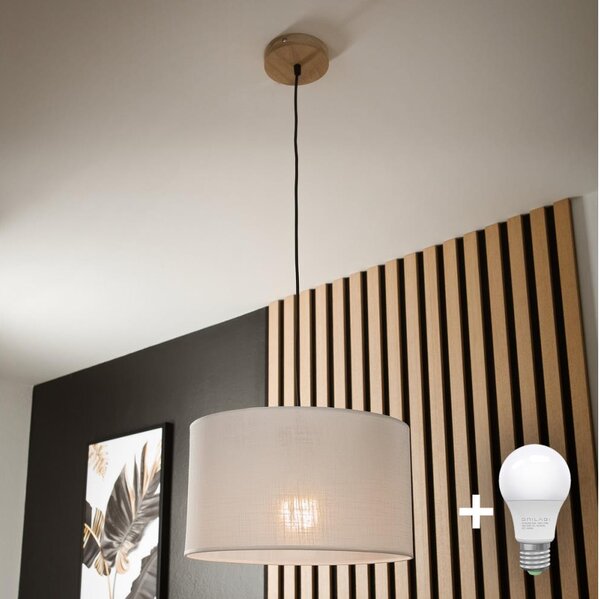 Brilagi - LED Lustr na lanku ANTHONY 1xE27/60W/230V dub/bílá